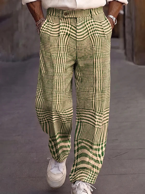 MivanitySmartCasualPlaidPatternSuitPantsGreen.jpg