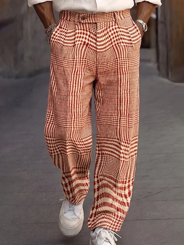 MivanitySmartCasualPlaidPatternSuitPantsRed1.jpg