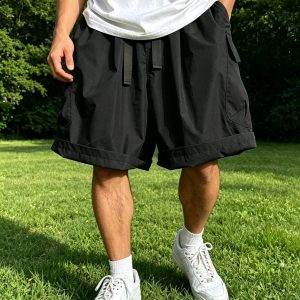 Stylish Loose Fit Cargo Shorts - Black