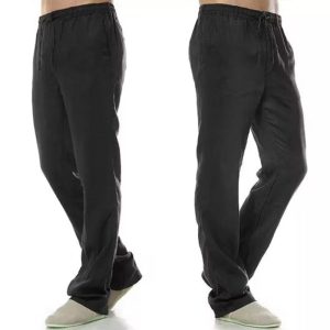 Summer Pure Natural Linen Trousers - Black