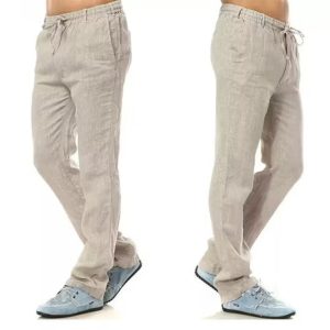 Summer Pure Natural Linen Trousers - Khaki