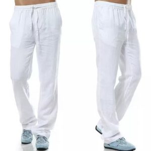 Summer Pure Natural Linen Trousers - White