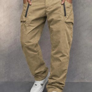 Trendy Cotton Cargo Tapered Pants - Khaki