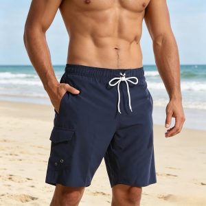Versatile Breathable Hybrid Board Shorts - Navy Blue