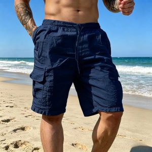 Versatile Cargo Cotton Shorts - Navy