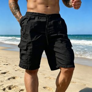 Versatile Cargo Cotton Shorts - Black