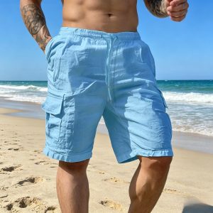 Versatile Cargo Cotton Shorts - Blue