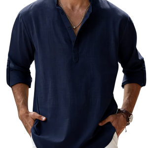 Men’s Coastal Linen Shirt - Navy