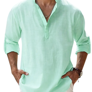 Men’s Coastal Linen Shirt - Mint Green