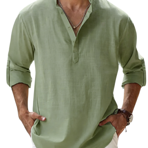 Men’s Coastal Linen Shirt - Sage Green