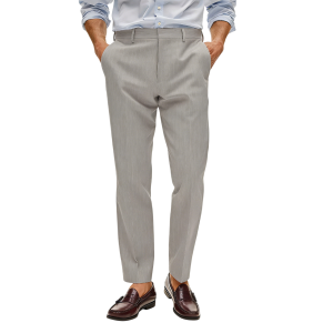 Men’s Slim Fit Seersucker Pants Lightweight Cotton Summer Essential - Gray