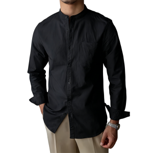 Men’s Mandarin Collar Shirt - Black
