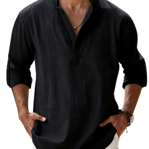Men’s Coastal Linen Shirt - Black