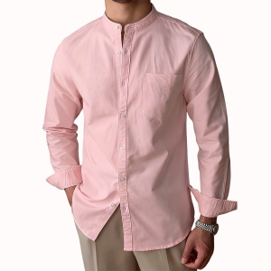 Men’s Mandarin Collar Shirt - Pink