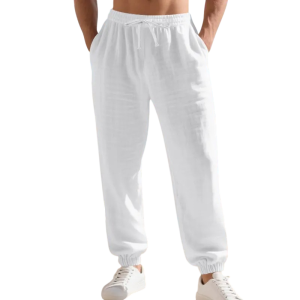 Men’s Linen Jogger Pants - White