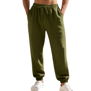 Men’s Linen Jogger Pants - Army Green