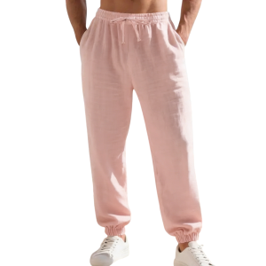 Men’s Linen Jogger Pants - Pink