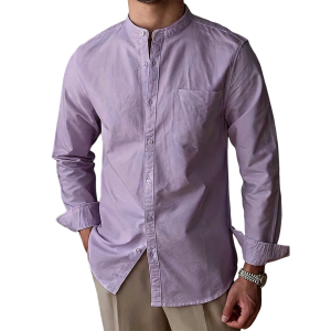 Men’s Mandarin Collar Shirt - Lavender