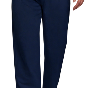 Men's Cotton Linen Blend Casual Beach Pants Relaxed Fit With Elastic Waistband And Drawstring Detail - Navy