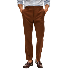Men’s Slim Fit Seersucker Pants  Lightweight Cotton Summer Essential - Brown