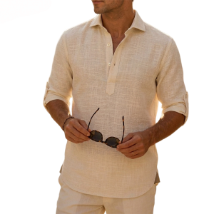 Aegean Summer Slub Linen Shirt - Light Khaki