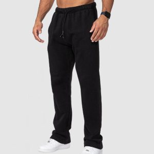 Men's Casual Straight Cotton Pants - Black