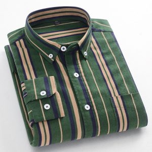 Men's Cotton Striped Shirt - Green