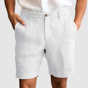 Gentleman's Casual Cotton Linen Shorts - White