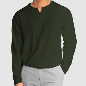 Gentleman's Simple V-Neck Cotton T-Shirt - Green