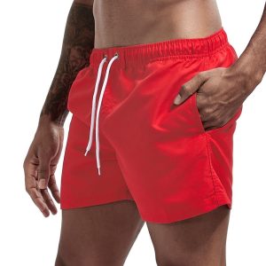 Men's Quick Dry Swim Trunks with Pockets - Red