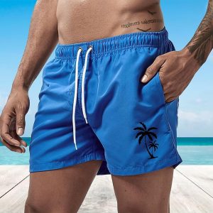 Men's Quick Dry Swim Trunks with Pockets - Blue