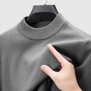 Men's Basic Bottom Cashmere Sweater - Grey