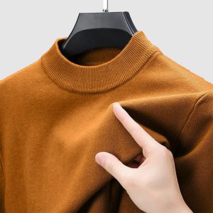 Men's Basic Bottom Cashmere Sweater - Yellow