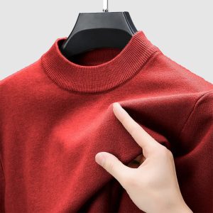Men's Basic Bottom Cashmere Sweater - Red