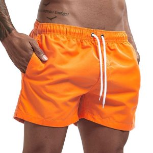 Men's Breathable Board Shorts with Pockets - Orange