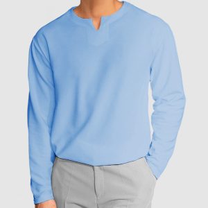 Gentleman's Simple V-Neck Cotton T-Shirt - Blue