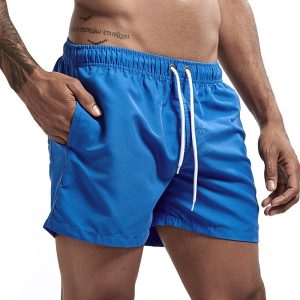 Men's Breathable Board Shorts with Pockets - Light Blue