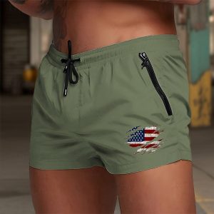 Men's Quick Dry Swim Trunks with Pockets - Army Green