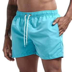 Men's Breathable Board Shorts with Pockets - Blue