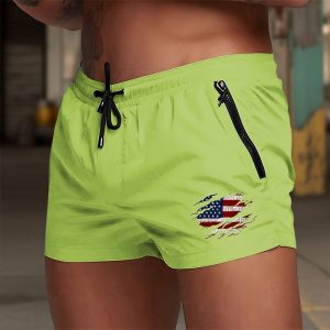 Men's Quick Dry Swim Trunks with Pockets - Light Green